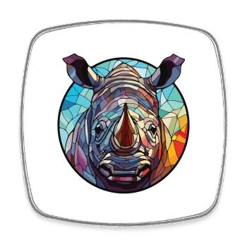 Nashorn buntes Aquarell Tier Haustier Illustration - Viereckiger Kühlschrankmagnet - Weiß - Vorne