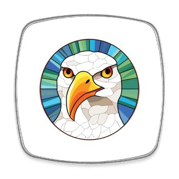 Mouette colorée aquarelle Animal Illustration - Magnet carré - blanc - Devant