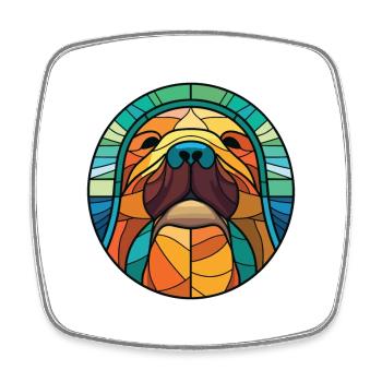 Walrus Colorful Watercolor Animal Pet Illustration - Square fridge magnet - white - Front