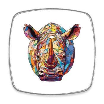 Rhinoceros Colorful Watercolor Animal Illustration - Square fridge magnet - white - Front