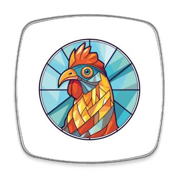Chicken Colorful Watercolor Animal Illustration - Square fridge magnet - white - Front