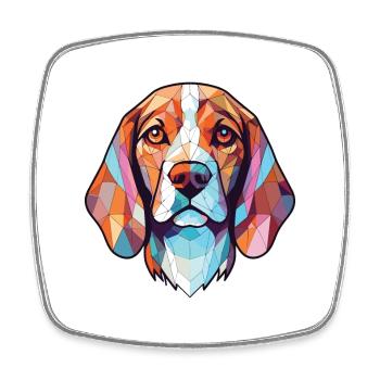 Beagle Hund Buntes Aquarell Tier Illustration - Viereckiger Kühlschrankmagnet - Weiß - Vorne