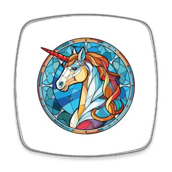 Unicorn Colorful Watercolor Animal Illustration - Square fridge magnet - white - Front