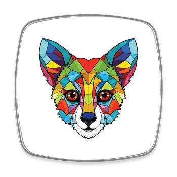 Cat Lemur Colorful Watercolor Animal Illustration - Square fridge magnet - white - Front
