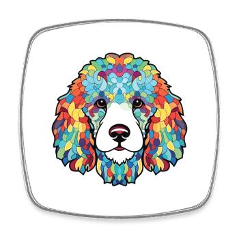 Pudel Hund Buntes Aquarell Tier Illustration - Viereckiger Kühlschrankmagnet - Weiß - Vorne