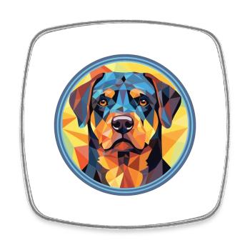 Rottweiler Chien Aquarelle Colorée Animal Cartoon - Magnet carré - blanc - Devant