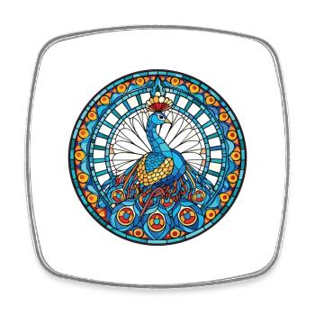 Pfau Buntes Aquarell Tier Illustration - Viereckiger Kühlschrankmagnet - Weiß - Vorne