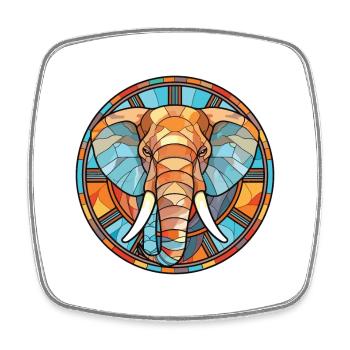 Illustration animale aquarelle colorée d’éléphant - Magnet carré - blanc - Devant