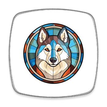 Husky Dog Aquarelle Colorée Animal Illustration - Magnet carré - blanc - Devant