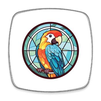 Papagei buntes Aquarell Tier Haustier Illustration - Viereckiger Kühlschrankmagnet - Weiß - Vorne
