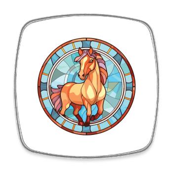 Poney Bébé Cheval Aquarelle Colorée Animal Cartoon - Magnet carré - blanc - Devant