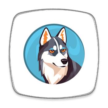 Husky Dog Aquarelle Colorée Animal Illustration - Magnet carré - blanc - Devant