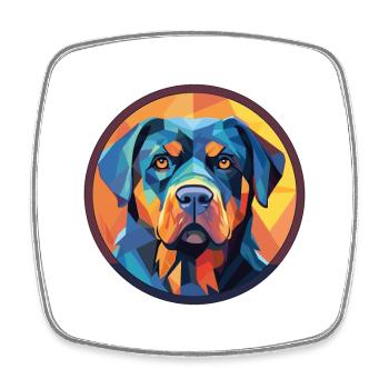 Rottweiler Chien Aquarelle Colorée Animal Cartoon - Magnet carré - blanc - Devant