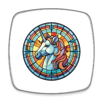 Unicorn Colorful Watercolor Animal Illustration - Square fridge magnet - white - Front