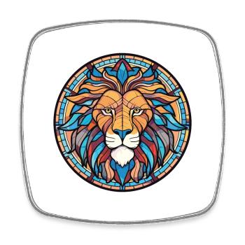 Lion Colorful Watercolor Animal Pet Illustration - Square fridge magnet - white - Front