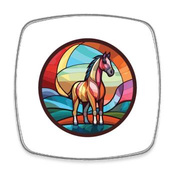Poney aquarelle colorée Animal animal de compagnie Illustration - Magnet carré - blanc - Devant