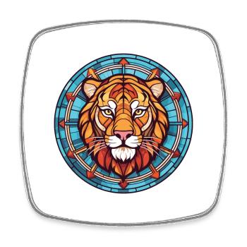 Tiger Buntes Aquarell Tier Haustier Illustration - Viereckiger Kühlschrankmagnet - Weiß - Vorne
