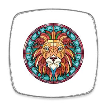 Lion Colorful Watercolor Animal Pet Illustration - Square fridge magnet - white - Front