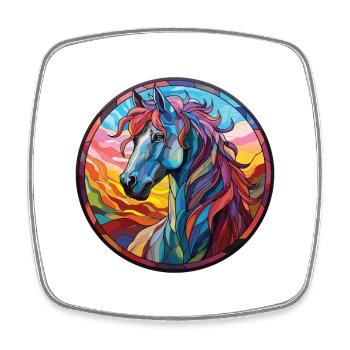 Pferd buntes Aquarell Tier Haustier Illustration - Viereckiger Kühlschrankmagnet - Weiß - Vorne
