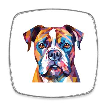 American Bulldog Dog Breed Watercolor Illustration - Square fridge magnet - white - Front