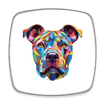 American Pitbull Terrier chien race aquarelle - Magnet carré - blanc - Devant