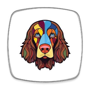 American Water Spaniel Dog Breed Watercolor Glass - Square fridge magnet - white - Front