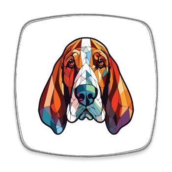 Basset Hound chien race aquarelle Illustration - Magnet carré - blanc - Devant
