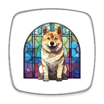 Akita Hunderasse bunte Aquarell-Illustration - Viereckiger Kühlschrankmagnet - Weiß - Vorne