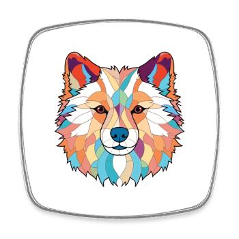 American Eskimo Dog Breed Watercolor Illustration - Square fridge magnet - white - Front