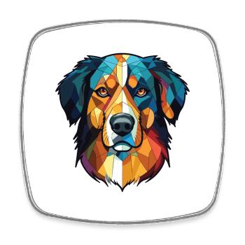 Baskischer Schäferhund Rasse Aquarell Illustration - Viereckiger Kühlschrankmagnet - Weiß - Vorne