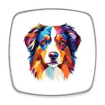 Berger australien chien race aquarelle colorée - Magnet carré - blanc - Devant