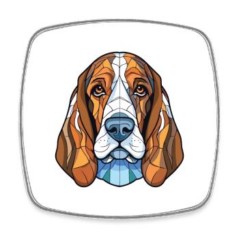 Basset Bleu De Gascogne Dog Breed Watercolor Glass - Square fridge magnet - white - Front