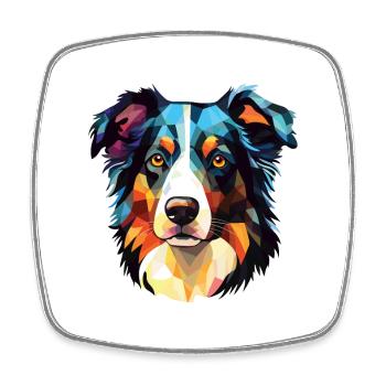 Border Collie Chien Race Aquarelle Illustration - Magnet carré - blanc - Devant