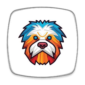 Bichon Yorkie Dog Breed Watercolor Illustration - Square fridge magnet - white - Front