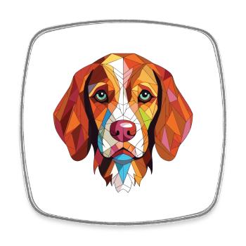 Illustration sur verre aquarelle de race de chien breton - Magnet carré - blanc - Devant