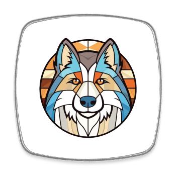 Canadian Eskimo Dog Breed Watercolor Illustration - Square fridge magnet - white - Front