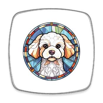 Bichon frisé race de chien Illustration à l’aquarelle - Magnet carré - blanc - Devant