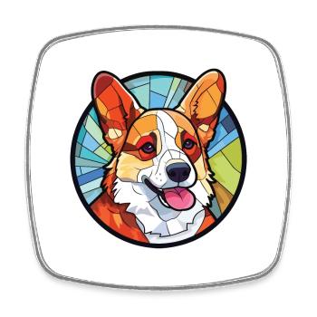 Corgi chien race coloré aquarelle illustration - Magnet carré - blanc - Devant