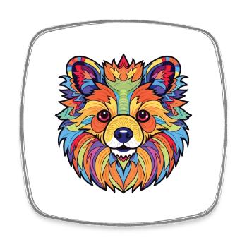 Pommersche Hunderasse Aquarell Glas Illustration - Viereckiger Kühlschrankmagnet - Weiß - Vorne