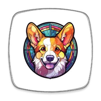 Corgi chien race coloré aquarelle illustration - Magnet carré - blanc - Devant