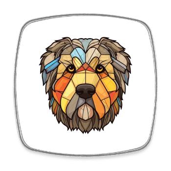 Bouvier Des Flandres Race De Chien Aquarelle Colorée - Magnet carré - blanc - Devant