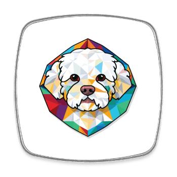 Bichon frisé race de chien Illustration à l’aquarelle - Magnet carré - blanc - Devant
