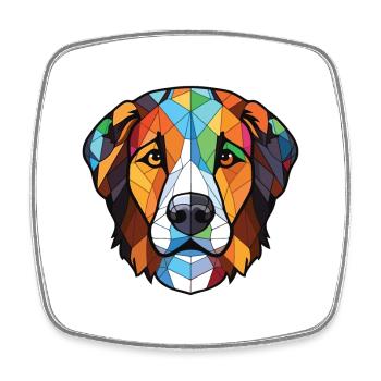 Carpathian Shepherd Dog Breed Colorful Watercolor - Square fridge magnet - white - Front