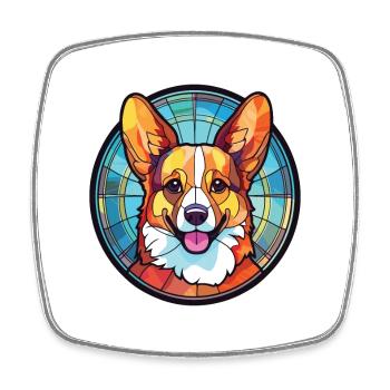 Corgi chien race coloré aquarelle illustration - Magnet carré - blanc - Devant