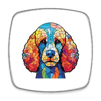 Caniche chien race coloré aquarelle Illustration - Magnet carré - blanc - Devant