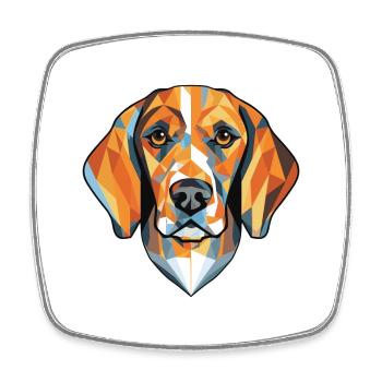 Black And Tan Virginia Foxhound Dog Watercolor - Square fridge magnet - white - Front