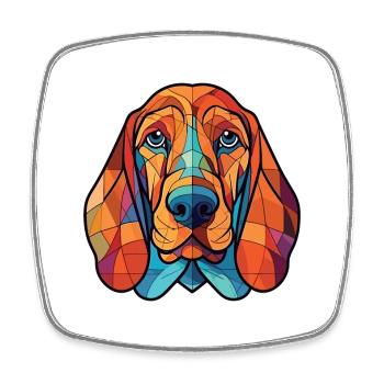 Bloodhound chien race aquarelle verre Illustration - Magnet carré - blanc - Devant