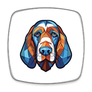 Blue Gascony Basset Dog Breed Colorful Watercolor - Square fridge magnet - white - Front