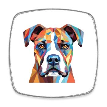 Bull Boxer Hund Rasse Aquarell Glas Illustration - Viereckiger Kühlschrankmagnet - Weiß - Vorne