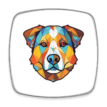 Central Asian Shepherd Dog Breed Watercolor Glass - Square fridge magnet - white - Front